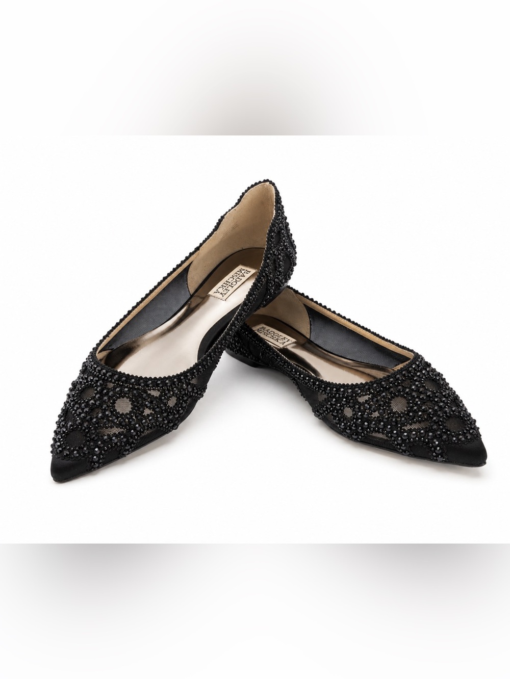Badgley Mischka Gigi Black Beaded Pointed Ballet Flats